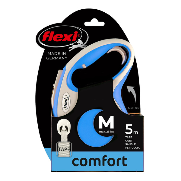 FLEXI Smycz automatyczna dla psa New Comfort M taśma 5 m kol. niebieski