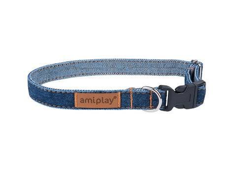 amiplay Obroża regulowana Denim XL 45-70x2,5cm Granatowy
