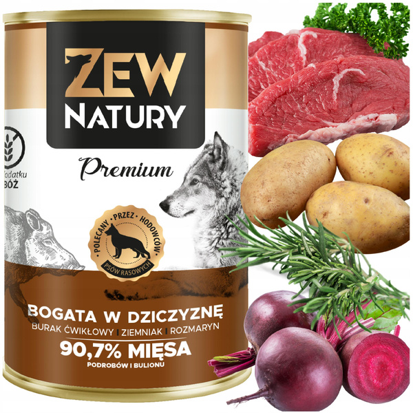 Mokra Karma Dla Psa ZEW NATURY 400g Bogata w Dziczyznę Dla Dorosłych Psów