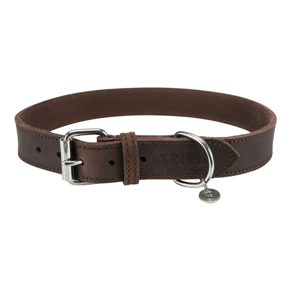 Trixie Obroża Rustic z grubej skóry, L-XL: 57-66 cm/30 mm, ciemnobrązowa
