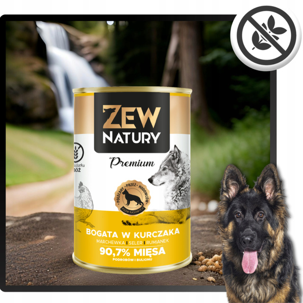 Mokra Karma Dla Psa Bogata w Kurczaka Puszka 800g Zew Natury PREMIUM