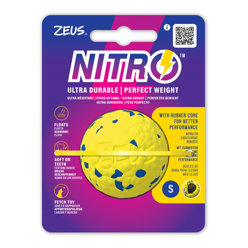 Zeus Nitro, piłka z gumowym rdzeniem, zabawka, dla psa, S, 5 cm