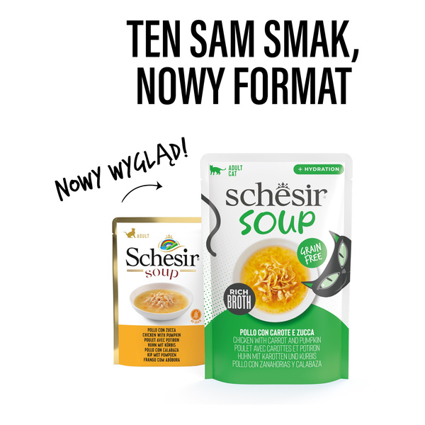 Schesir Soup karma mokra dla kotów zupa kurczak z dynią 40 g