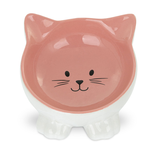 Barry King Miska, dla kota, różowa, na nóżkach, kształt kot, ceramiczna, 11,5cm