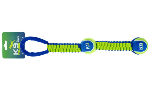Zabawka do przeciągania Zeus K9 Fitness z 2 piłkami, 53 cm