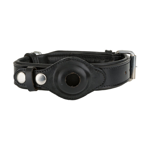 Barry King Obroża skórzana, S: 33-44 cm/30 mm, czarny, z miejscem na lokalizator