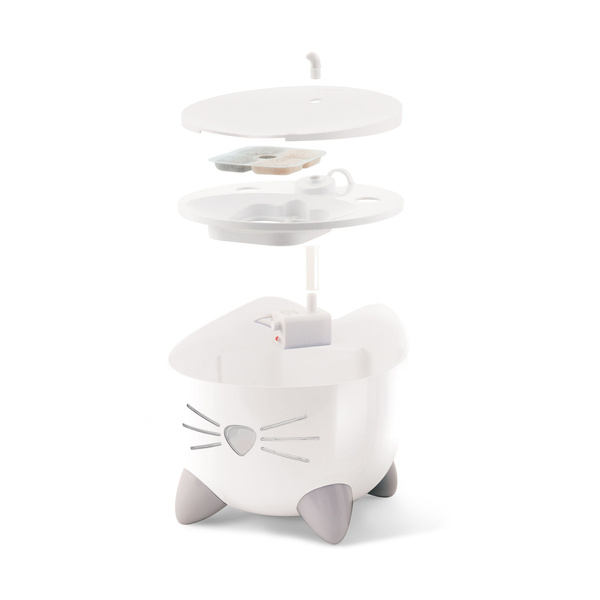 CatIt Pixi Fountain Combo, zestaw poidło Pixi 2,5l + miska, biały, GRATIS opakowanie filtrów CH-7216