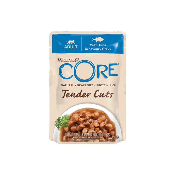 Wellness  Core Tender Cuts karma mokra dla dorosłych kotów, z tuńczykiem w sosie 85g