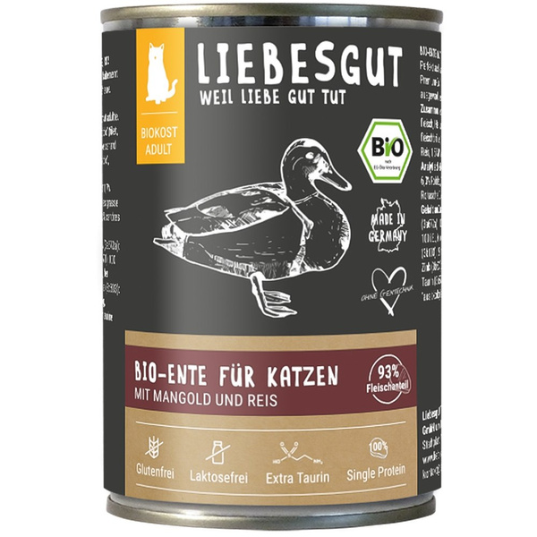 LIEBESGUT BIO ENTE - kaczka z botwinką ekologiczna mokra karma dla kota (400g)