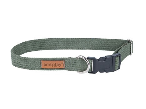 amiplay Obroża regulowana Cotton S 28-40x1,5cm Khaki
