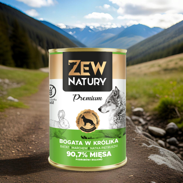 Mokra Karma Dla Psa Bogata w Królika Puszka 800g Zew Natury PREMIUM