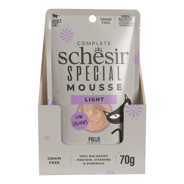 Schesir Special Mousse Light karma mokra dla kota kurczak i indyk z dynią 70 g