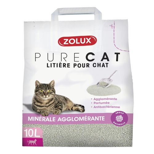 ZOLUX Żwirek dla kota mineralny zapachowy antybakteryjny PURECAT 10 l