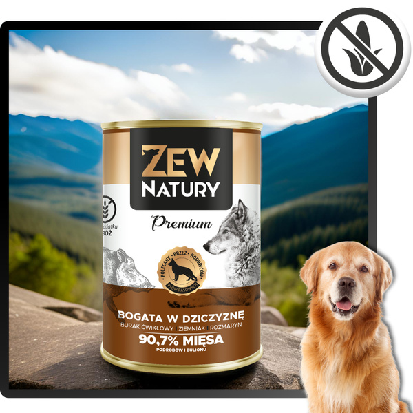 Mokra Karma Dla Psa ZEW NATURY 400g Bogata w Dziczyznę Dla Dorosłych Psów