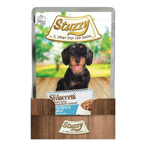 Stuzzy Sfilaccetti karma mokra dla psa biała ryba 100 g