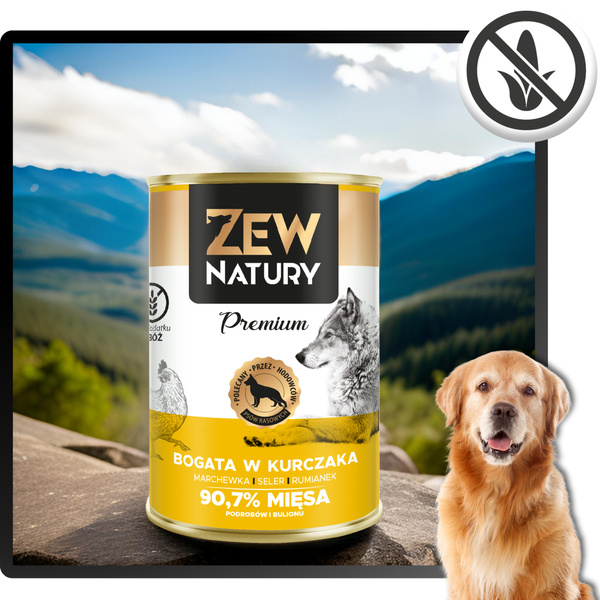 Mokra Karma Dla Psa Bogata w Kurczaka Puszka 400g Zew Natury PREMIUM