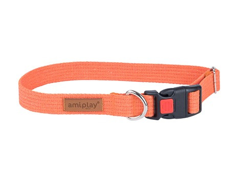 amiplay Obroża regulowana z blokadą Cotton S 28-40x1,5cm Pomarańczowy
