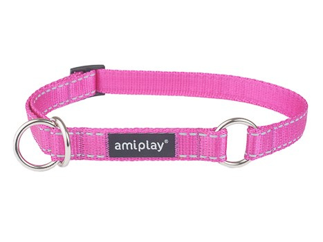 amiplay Obroża półzaciskowa Reflective XL 40-60x2,5cm Rożowy