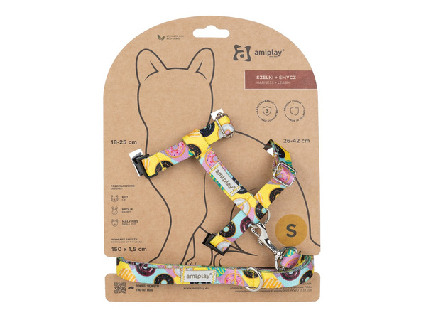 amiplay Szelki + smycz dla Kota BeHappy Cat M- 1,5cm Donut