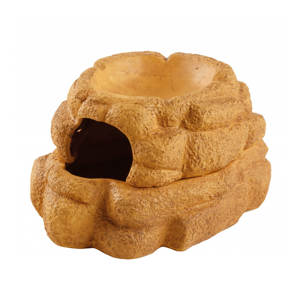 Eao Terra Big Rock kryjówka z miską do terrarium ceramiczna L 25x28x16 cm 200 ml