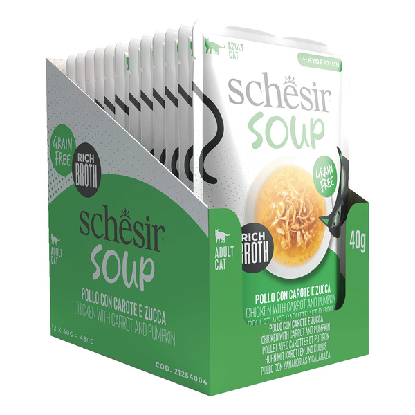Schesir Soup karma mokra dla kotów zupa kurczak z dynią 40 g