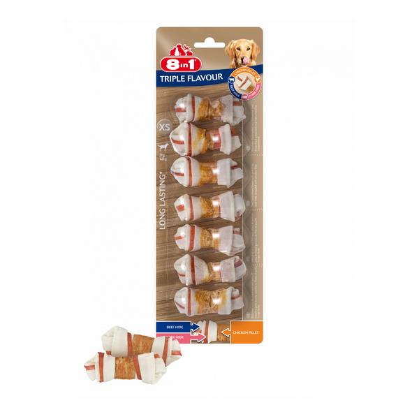 8in1 Przysmak dla psa kości Triple Flavour XS 7 szt.