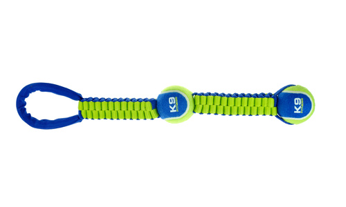 Zabawka do przeciągania Zeus K9 Fitness z 2 piłkami, 53 cm