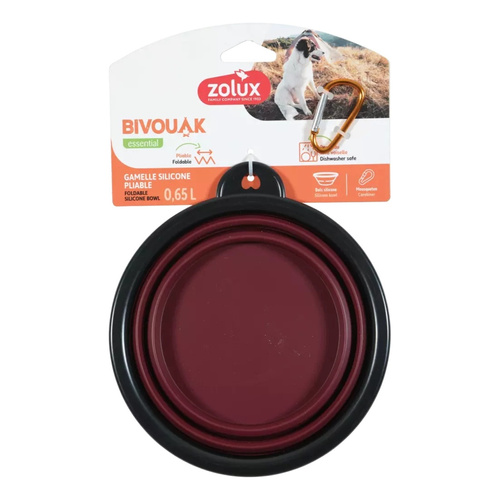 ZOLUX Składana miska dla psa BIVOUAK 650 ml czerwona