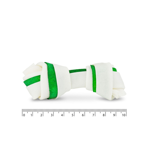 Kość wiązana dwukolorowa, biało-zielona 10cm, 20szt/op, 600g/op, 20 op/karton