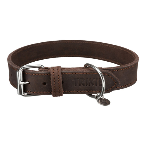 Trixie Obroża Rustic z grubej skóry, L: 48-56 cm/30 mm, ciemnobrązowa