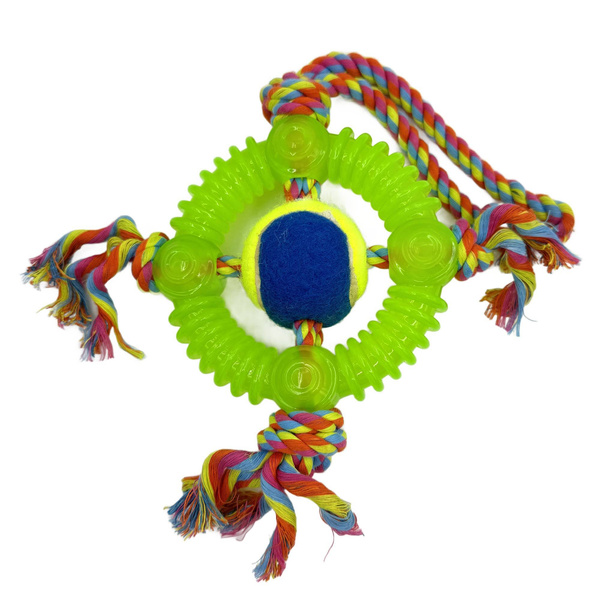 Mr. Pretzel Szarpak Gryzak dla psa Kółko ze sznurem 13cm
