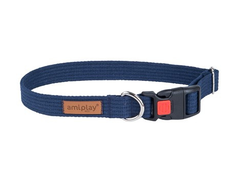 amiplay Obroża regulowana z blokadą Cotton XL 45-70x3cm Granatowy