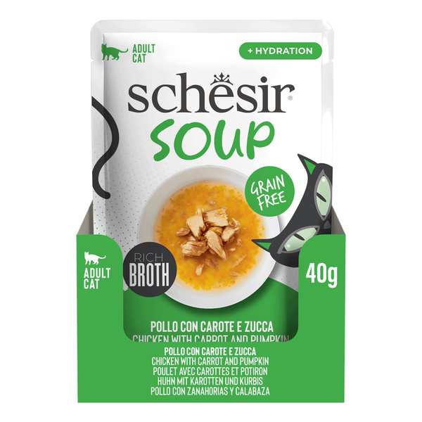 Schesir Soup karma mokra dla kotów zupa kurczak z dynią 40 g