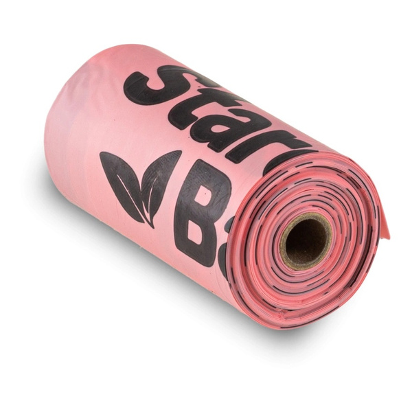 STARCHBAG Kompostowalne BIOworki na odchody 8 rolek x 15szt, kol. róż