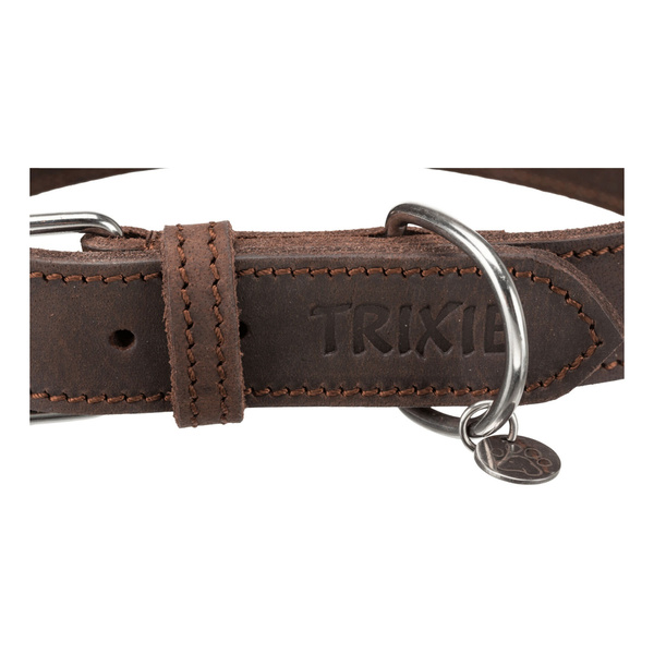 Trixie Rustic obroża, dla psa, ciemnobrązowa, XS-S: 27-34 cm/18 mm, z grubej skóry