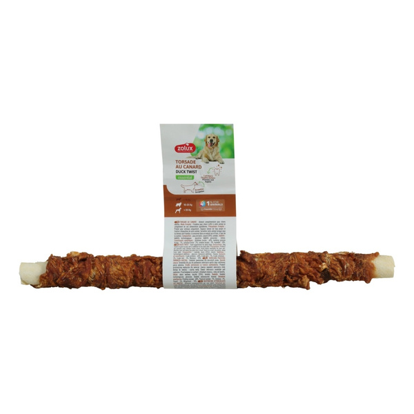 ZOLUX Gryzak dla psa skręcana pałeczka owinięta kaczką 28cm
