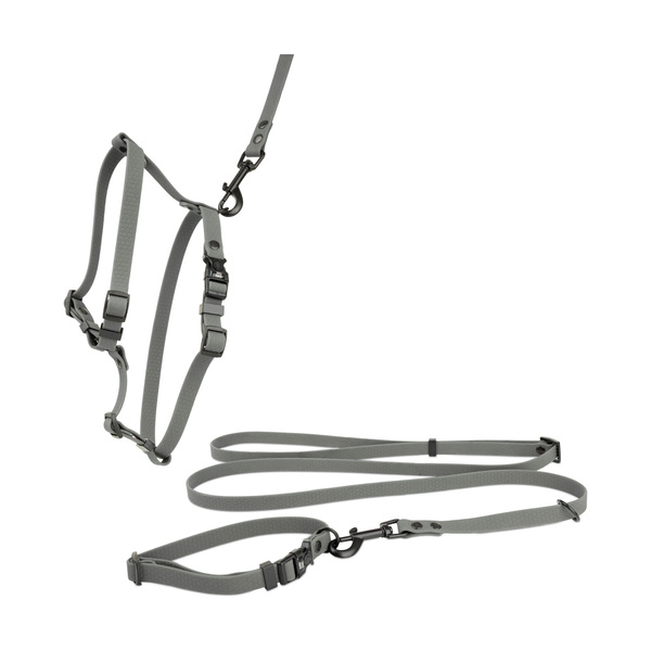 Barry King Szelki dla psa z wytrzymałej gumy, szare, 16mm/30-60cm