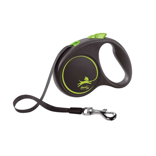 FLEXI Smycz automatyczna Black Design S taśma 5m/ 15kg zielony
