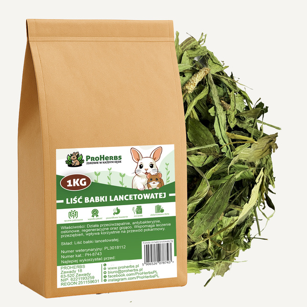 ProHerbs Liść babki lancetowatej 1kg-odporność, trawienie i piękna sierść!