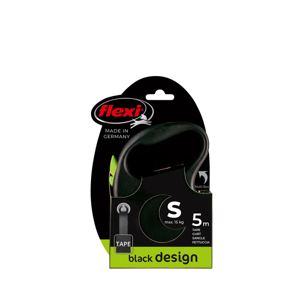 FLEXI Smycz automatyczna dla psa Black Design S taśma 5 m kol. zielony