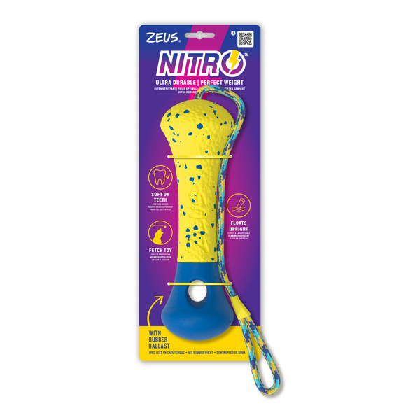 Zeus Nitro, kość z linką, zabawka, dla psa, 26 cm, pływająca