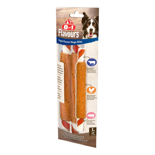 Przysmak 8in1 Triple Flavour żeberka do żucia dla psa 140 g