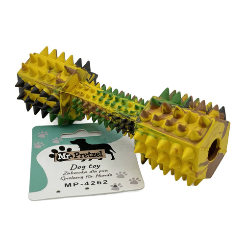 Mr. Pretzel Zabawka hantel gumowy z kolcami twardy dla psa 18cm