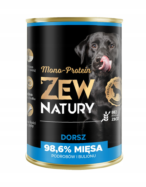 Karma dla Psa Mokra ZEW NATURY 400g Dorsz Cała Ryba dla Dorosłych Psów