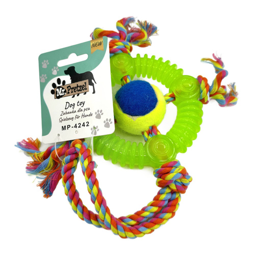 Mr. Pretzel Szarpak Gryzak dla psa Kółko ze sznurem 13cm