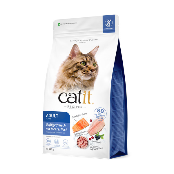 CatIt Recipies Adult Fish, karma sucha, dla kotów dorosłych, drób i ryba, 400g