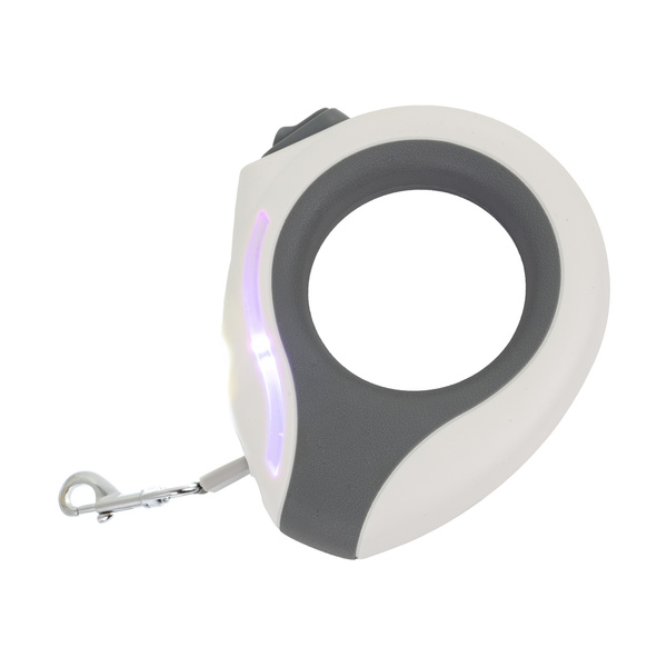 Barry King Smycz dla psa, automatyczna, okrągła, biało-szara, taśma, ładowanie USB, 3m