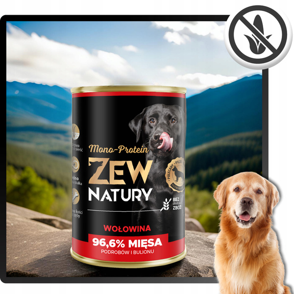 Mokra Karma Dla Psa Wołowina Puszka 400g Zew Natury MONO-PROTEIN