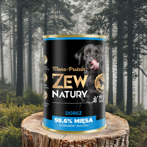 Karma dla Psa Mokra ZEW NATURY 400g Dorsz Cała Ryba dla Dorosłych Psów