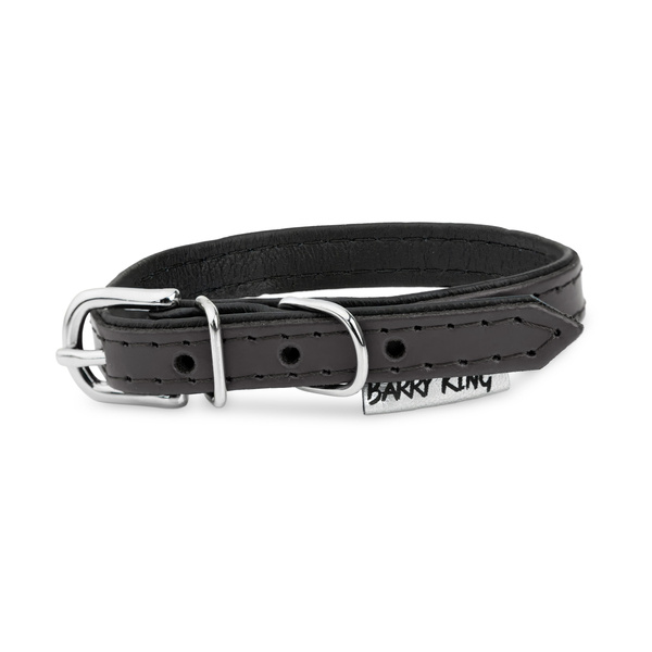 Barry King Obroża skórzana dla psa, czarny/czarny, XS-S, 12mm/35cm